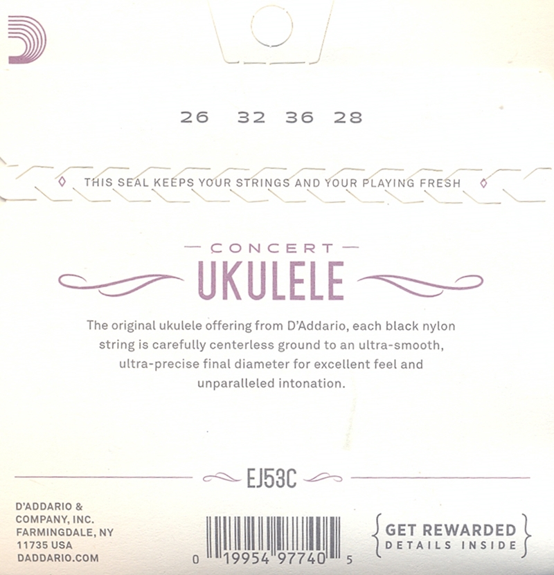Struny na koncertní ukulele D´ADDARIO EJ53C Black nylon