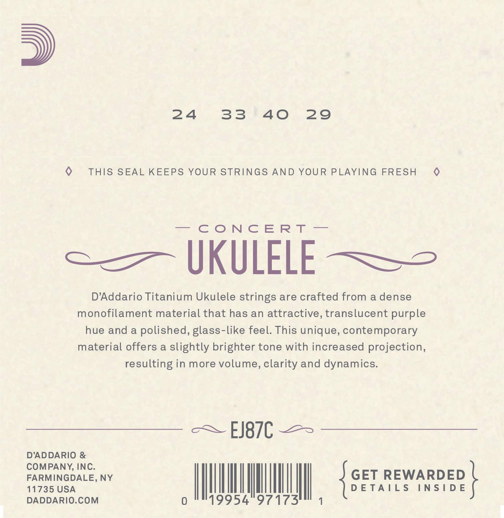 Struny na koncertní ukulele D´ADDARIO EJ87C GCEA