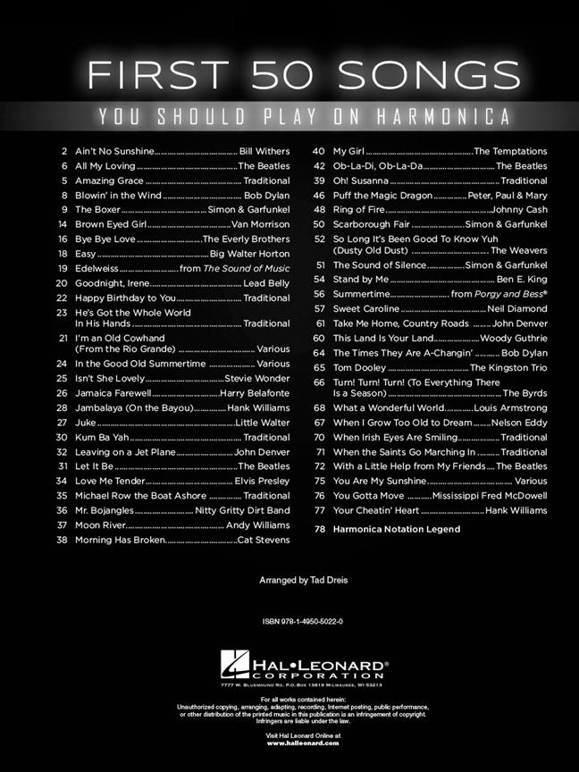 First 50 Songs you should Play on Harmonica