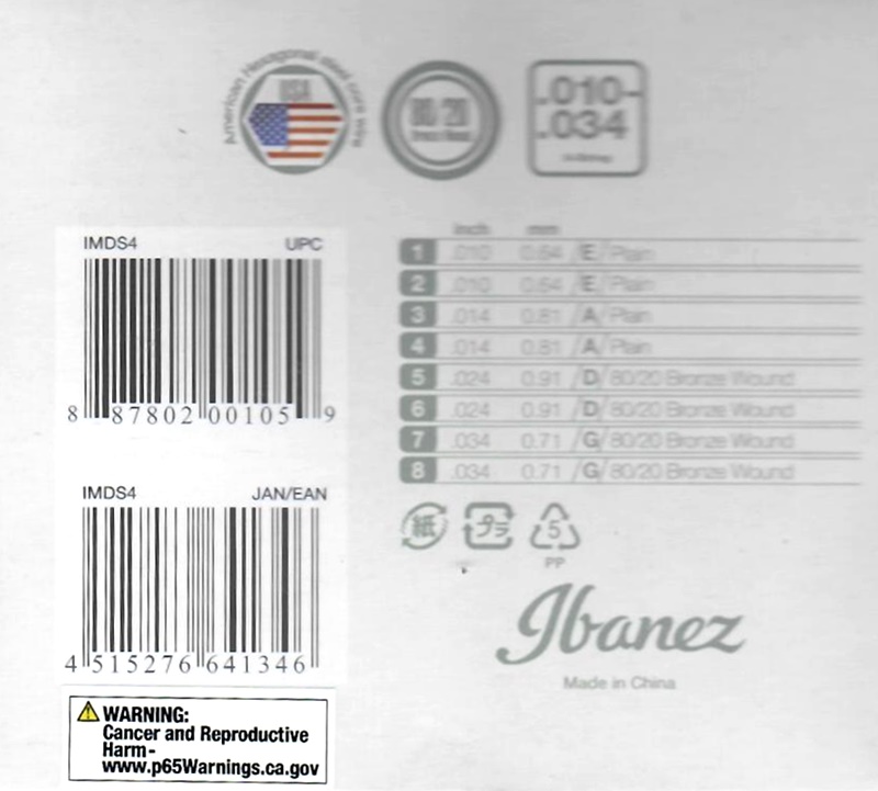 Struny na 8. Mandolínu IBANEZ  IMD S4