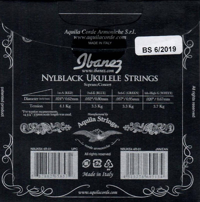 Struny na sopránové i koncertní ukulele IBANEZ IUKS4 C Nylblack