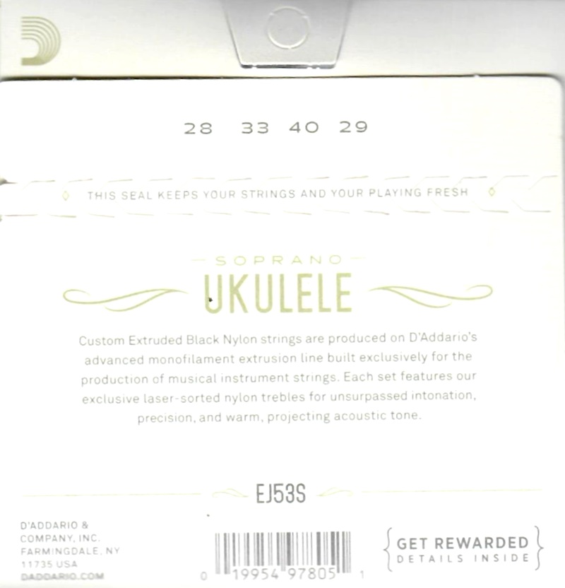 Struny na sopránové ukulele D´ADDARIO EJ53S Black nylon