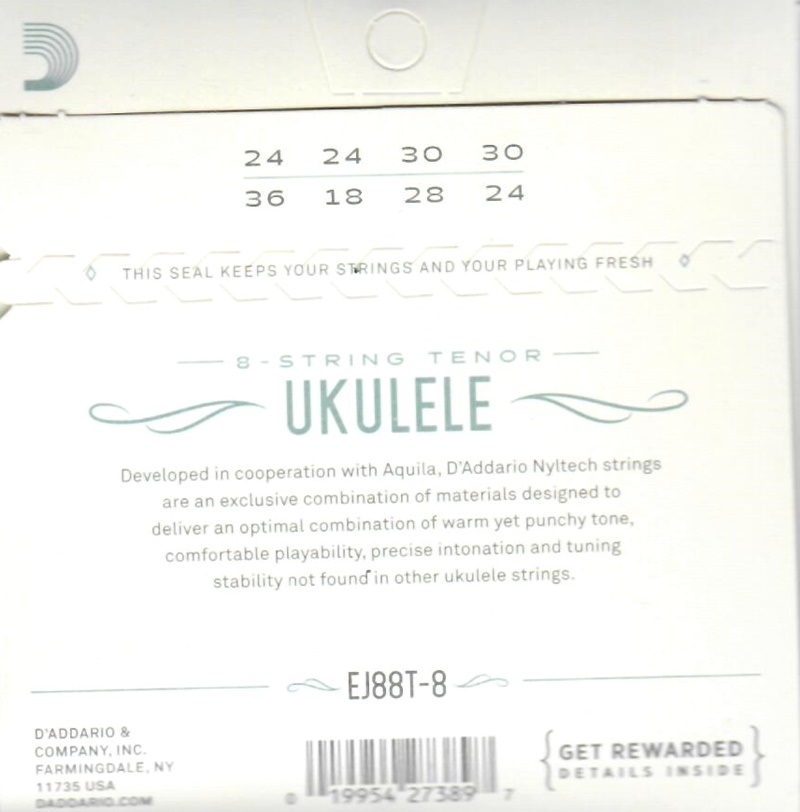 Struny na 8. strunní tenor ukulele D´ADDARIO EJ88T-8 Nyltech