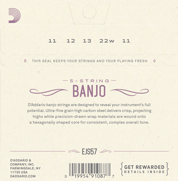 Struny na 5. strunní banjo D´ADDARIO EJ657 Light plus