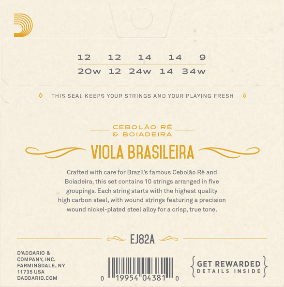 Struny na 10. strunní Viola Brasileira D´ADDARIO EJ82A