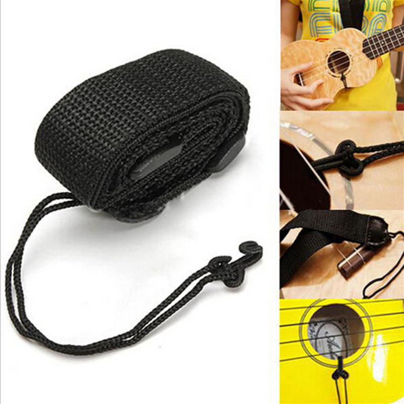 Popruh s háčkem na ukulele - černý