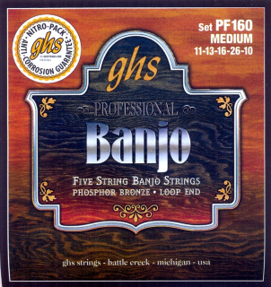 Struny na 5. strunní banjo GHS PF160 Professional medium sada 