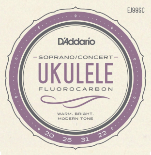 Struny na sopránové nebo koncertní ukulele D´ADDARIO EJ99SC GCEA