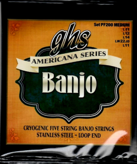 Struny na 5. strunní banjo GHS PF200 Americana series Medium