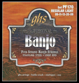 Struny na 5. strunní banjo GHS BANJO PF170 Professional regular light